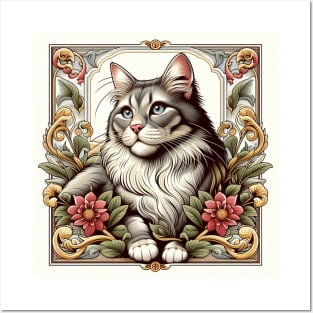 cat portrait t-shirt Posters and Art